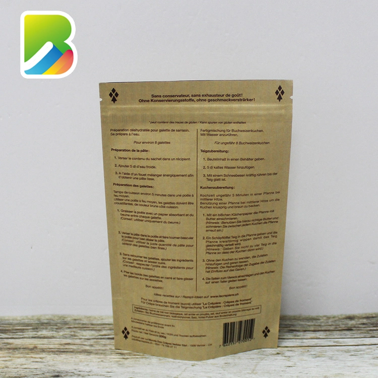 Kraft Stand up Zip Pouch Brown Kraft Paper Bags Dried Food Packaging Bags Stand up Pouch