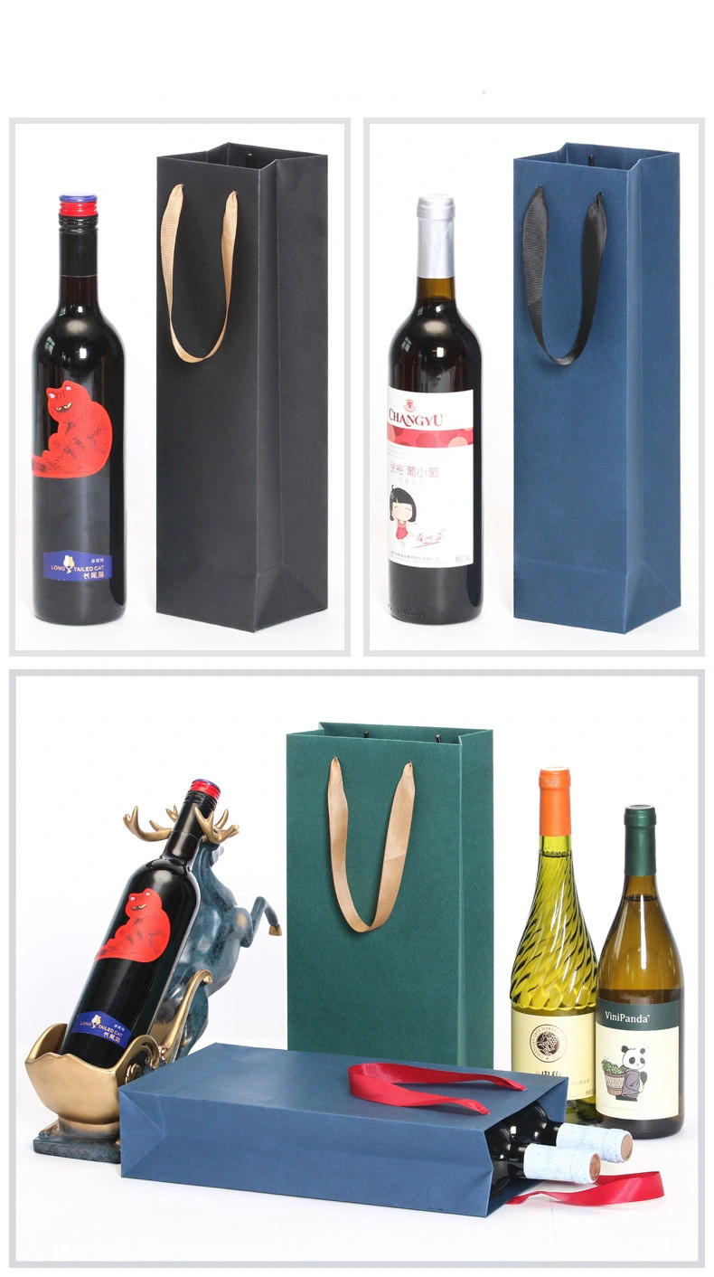 Custom Eco Friendly Wholesale China Manufacturer Champagne Red Wine Packaging Paper Bag