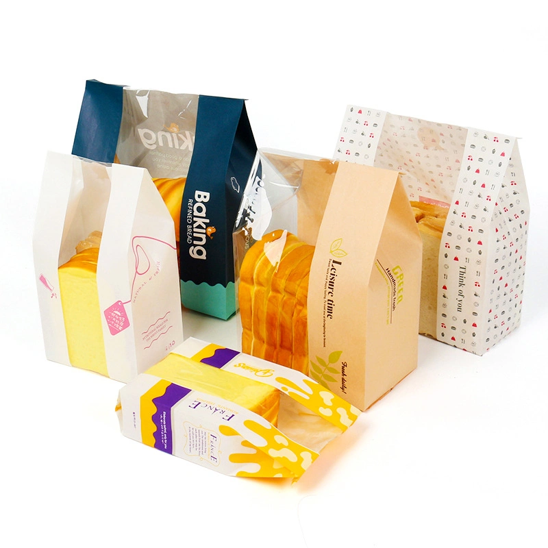 Toast Paper Bag Sandwich Bakery Bread Kraft Paper Bag with Window Ban Air Hole Baguette Bags