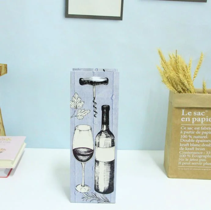 Wholesale Wine Gift Bag Paper Bag Handbag Creative Champagne Packaging Paper Printing Gift Bag